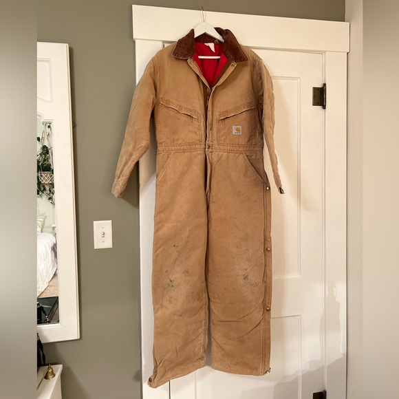 CARHARTT Men's Insulated Coveralls Sz 44 Brown Made in USA - Picture 3 of 16